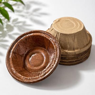 Eco-Friendly Disposable Bowl (Bagasse / Areca Style – Brown Finish) 25pcs